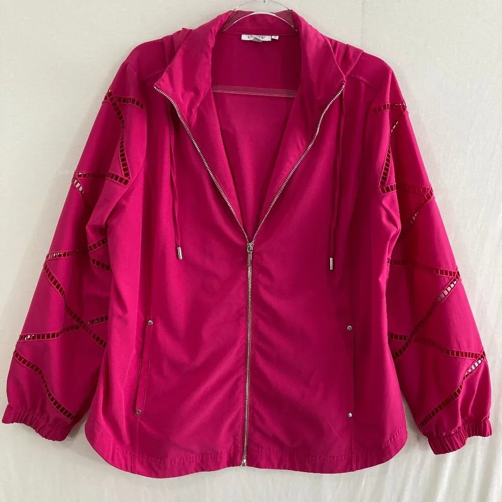 Chico's size 16 Pink Zenergy UPF‎ 50 Sun Protection Neema Lattice Jacket Active